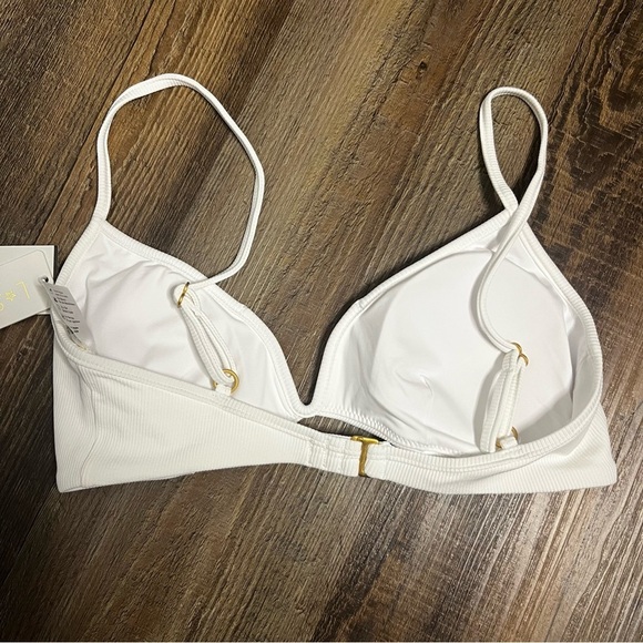 L Space Ribbed Helena Bikini Top White XS Adjustable Strap No Wire NWT - Picture 3 of 4